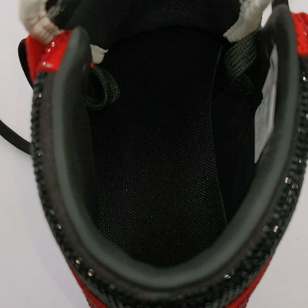 New Custom Crystal Iced Sneakers Red/White/Black Unbranded Bedazzled Sz 6 - Picture 11 of 16